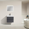 MOF Wall Mounted Vanity With Reinforced Acrylic Sink, High Gloss Gray, 24"