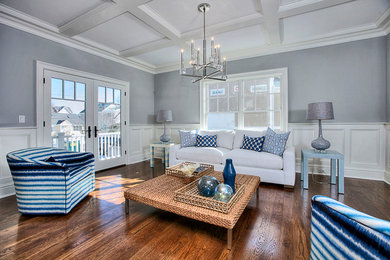 Living room - coastal living room idea in New York