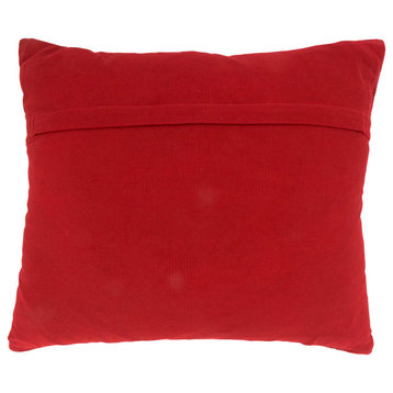 Poly Filled Plaid Chenille Design Throw Pillow, 18"x18", Red