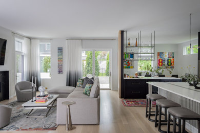 Trendy living room photo in Boston
