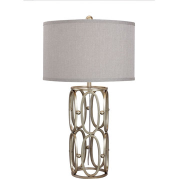 Fangio Lighting's 28" Champagne Gold Open Metal Work Table Lamp