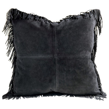 Coronado Suede Fringe Pillow Black