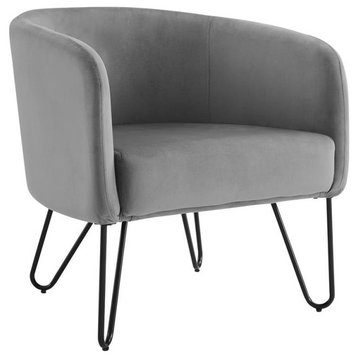 Crosley Furniture Parkway 17.88" Modern Velvet Accent Chair in Gray/Matte Black