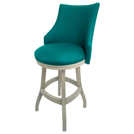 Swivel Wood Bar Stool 30", Bellissima, Teal, Antique White