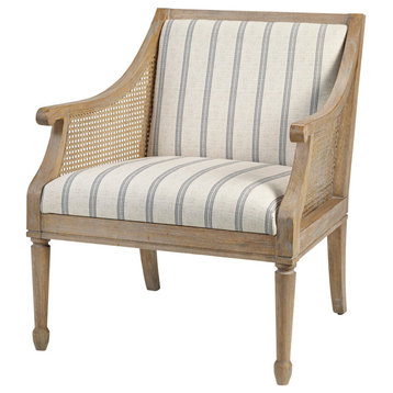 Martha Stewart Isla Reclaimed Natural Cane Inset Armchair, Beige Stripe