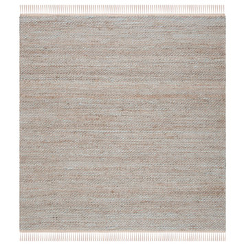 Safavieh Vintage Leather Collection NF827A Rug, Natural/Teal, 6' X 6' Square