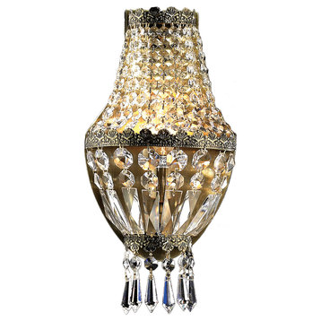 Frigg Wall Sconce, 1-Light, Antique Bronze, Clear Crystal