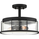 Quoizel - Quoizel Ludlow Three Light Semi Flush Mount LUD1713EK - Three Light Semi Flush Mount from Ludlow collection in Earth Black finish. Number of Bulbs 3. Max Wattage 60.00 . No bulbs included. Add an industrial feel to your home with the Ludlow collection. A simple silhouette combined with caged glass shades creates interest without sacrificing light projection. Finished in earth black, this collection is the perfect addition to any room. No UL Availability at this time.