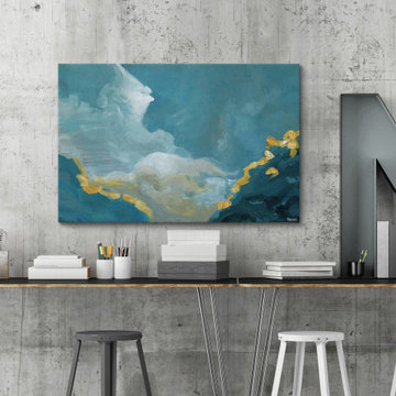 "Blue Mountain Horizon" Painting Print on Wrapped Canvas