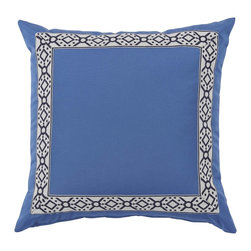Lacefield Designs - Outdoor Pillow, Typhoon Blue With Navy Print, Square - Decorative Pillows