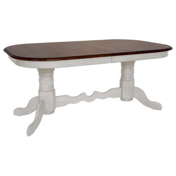 Sunset Trading Andrews 96" Butterfly Leaf Wood Dining Table in White/Brown