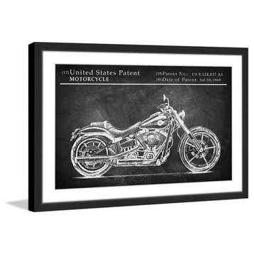 "Antique Motorcycle Design" Framed Painting Print, 36"x24"