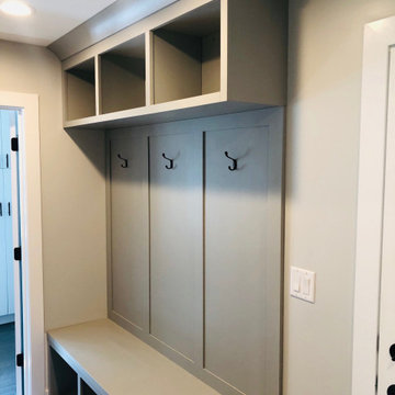 Storage built ins with coat hangers