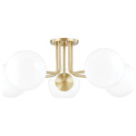 Mitzi - Mitzi Stella 5-LT Semi Flush H105605-AGB, Aged Brass - Globe lighting that's truly global. This go-anywhere, frosted-glass ceiling light brings universal design to any room in the house. Available in aged brass, old bronze and polished nickel, Stella gives mid-century modern a fresh makeover with her sleek curves and endless style.