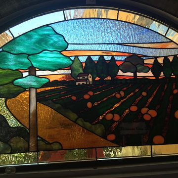 Half-moon colored glass windows