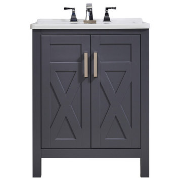 Stufurhome Hathaway 27"x34" Gray Engineered Wood Laundry Sink