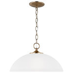 Sea Gull - Sea Gull Geary 1-Light Pendant 6516501-848, Satin Brass - The Sea Gull Lighting Geary one light indoor pendant in Satin Brass is the perfect way to achieve your desired fashion or functional needs in your home. Adaptability takes center stage with the Geary Collection. This series of traditional up-light pendants, semi-flush and flush-mount fixtures feature decoratively bowed arms and constructed of rectangular steel tubing.