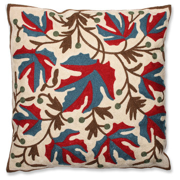 Leaves Embroidered Throw Pillow