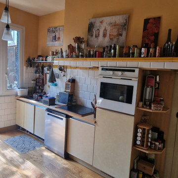 Cuisine Dekton et façades ambre