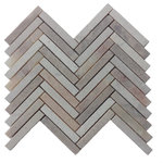 CNK Tile - Mixed White And Onyx And Sunset Small Chevron Mosaic Tile - Mosaic tiles are carefully selected and hand-sorted according to color, size and shape in order to ensure the highest quality pebble tile available. The stones are attached to a sturdy mesh backing using non-toxic, environmentally safe glue. Because of the unique pattern in which our tile is created they fit together seamlessly when installed so you can't tell where one tile ends and the next begins!