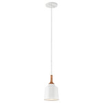 Kichler - Mini Pendant 1-Light - This 1 light mini pendant from the Danika Collection takes the concept of mid-century modern to a new level. Wood accents add texture and interest to the White finish.