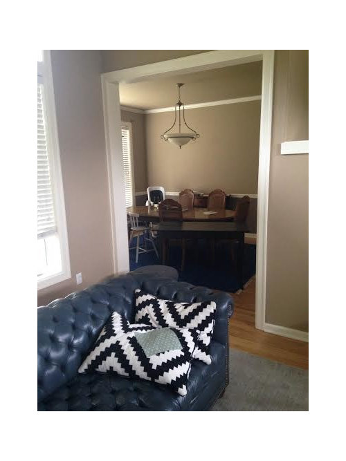 Furniture Arrangement for long narrow living room with two entrances