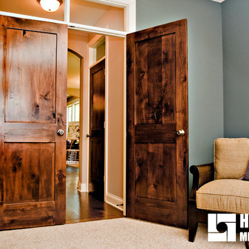 Knotty Alder Stained Dark with White Trim