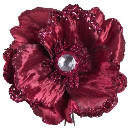 Artificial Wild Poppy Head Poppy Head , Burgundy, 5"