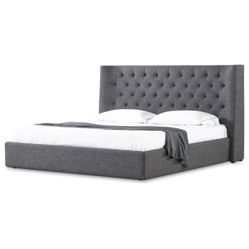 Modern Artemis Grey Fabric King Size Bed with Gas Lift Storage