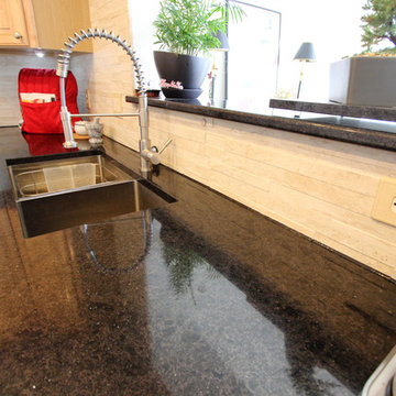 Cambria Edinburgh Countertops with No Grout Beige Tile ~ Copley, OH