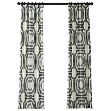 Mecca Steel Printed Cotton Curtain Single Panel, 50"x84"