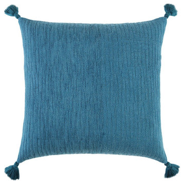 Teal Solid Tonal Abstract Stripe Throw Pillow