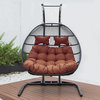 Leisuremod Wicker 2 Person Double Folding Hanging Egg Swing Chair ESCF52CHR