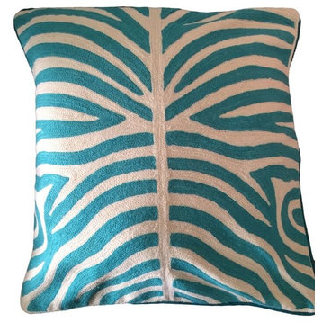 Zebra Print Cushion Cover, Blue