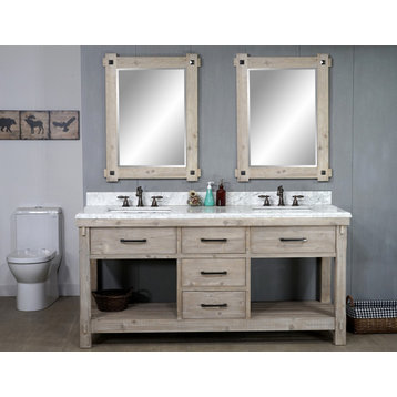 72"Rustic Solid Fir Double Sink Vanity, Driftwood, Wk8472+cw Top