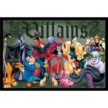 Disney Villains Poster, Black Framed Version