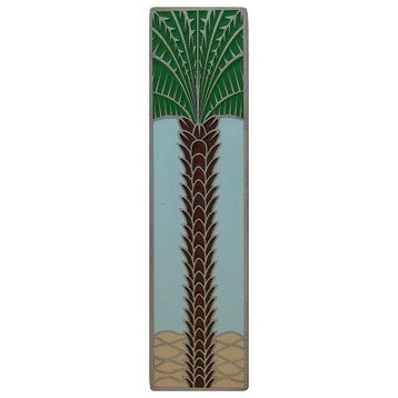 Notting Hill Royal Palm/Pale Blue (Vertical) Pull - Antique Pewter (Enameled)
