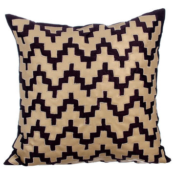 Brown Geometric Throw Pillows Leather 20"x20" Indian Pillow Covers, Trellis