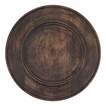 Charger Plates With Dark Wood Design, Set of 4, Brown