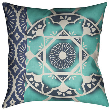 Laural Home Blue Batik I Decorative Pillow, 18"x18"