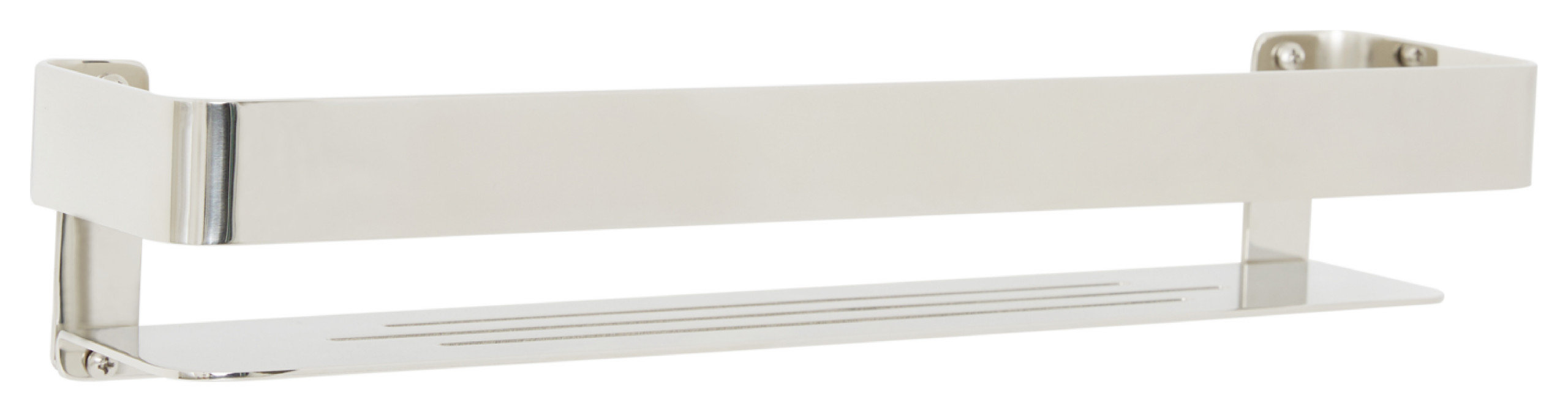 Rectangular Shower Shelf With Rail, Polished