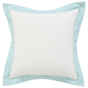 20" X 20" White And Icy Blue 100% Cotton Geometric Zippered Pillow