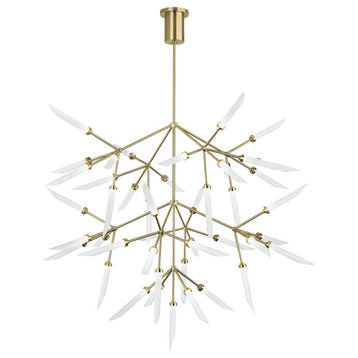 Spur 45-Light 2700K LED Multi-Tier Chandelier in Aged Brass and Frost