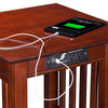 AFI Mission Solid Wood End Table with Built in Device Charger in Brown Walnut