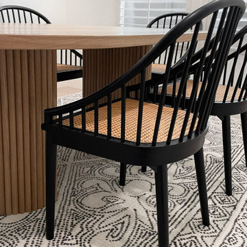 'Aura' Fluted Oval Dining Table with Half Moon Bases