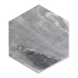 Stone Center Online - Bardiglio Gray Dark Grey Marble 6 inch Hexagon Tile Honed, 100 piece - Wall And Floor Tile