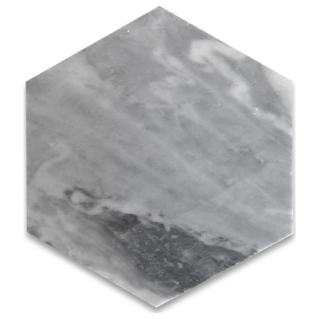 Bardiglio Gray Dark Grey Marble 6 inch Hexagon Tile Honed, 100 piece