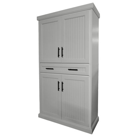 Extra Wide Coastal Kitchen Pantry Cabinet, Bright White
