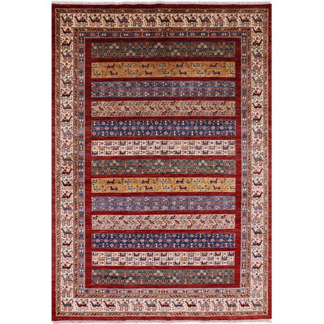 Tribal Persian Gabbeh Wool Area Rug 6' 11" X 9' 9" - Q3218