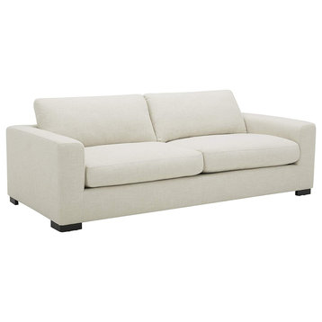 Contemporary Sofa, Extra Deep Cushioned Seat & Back With Track Arms, Cream
